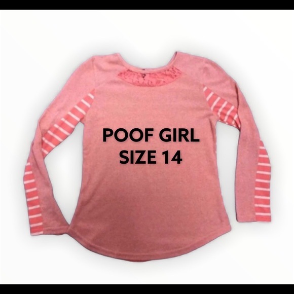 POOF GIRL SHIRT TOP LONG SLEEVE STRIPE LACE - Picture 1 of 7